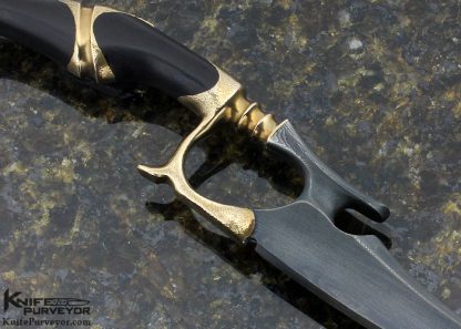 Virgil England Custom Knife Damascus, Ebony and Brass "Skate" - Image 4