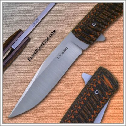 Les Voorhies Custom Knife: IKBS Fluted Tiger G-10 Flipper - Image 2