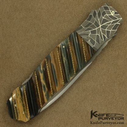 W.D. Pease Custom Knife  with Braided Gold Wire  Lockback Dagger - Image 3