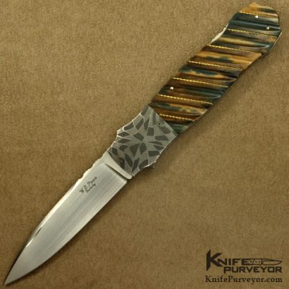 W.D. Pease Custom Knife  with Braided Gold Wire  Lockback Dagger