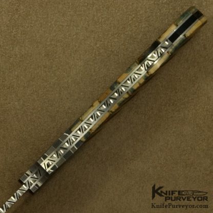 W.D. Pease Custom Knife  with Braided Gold Wire  Lockback Dagger - Image 4