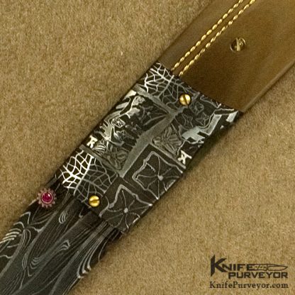 W.D. Pease Custom Knife with Braided Gold Wire Linerlock - Image 2