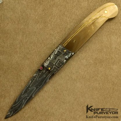 W.D. Pease Custom Knife with Braided Gold Wire Linerlock
