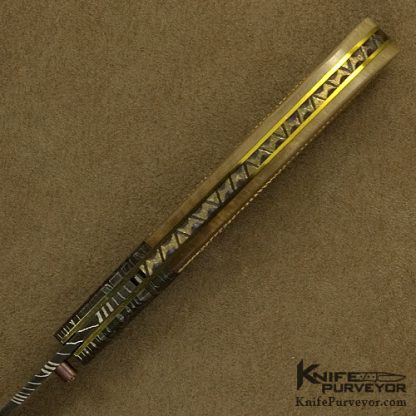 W.D. Pease Custom Knife with Braided Gold Wire Linerlock - Image 4