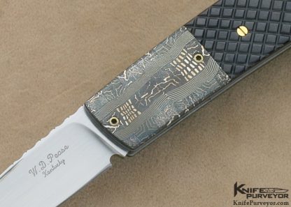 W.D. Pease Custom Knife Checkered Pen Shell & George Werth Damascus Lockback - Image 2