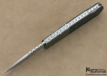 W.D. Pease Custom Knife Checkered Pen Shell & George Werth Damascus Lockback - Image 4