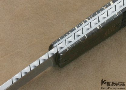 W.D. Pease Custom Knife Checkered Pen Shell & George Werth Damascus Lockback - Image 5