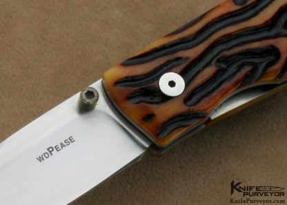 W.D. Pease Custom Knife Amber Jigged Bone Linerlock - Image 2
