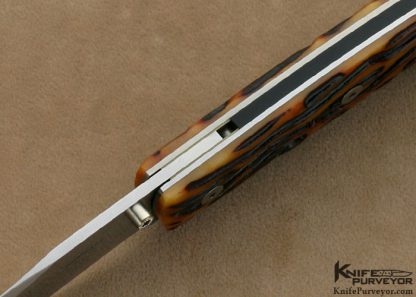 W.D. Pease Custom Knife Amber Jigged Bone Linerlock - Image 5