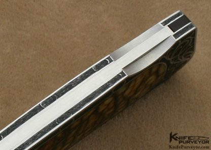 W.D. Pease Custom Knives Big Horn Sheep Horn Interframe Lockback Engraved by Aldo Rizzini - Image 8