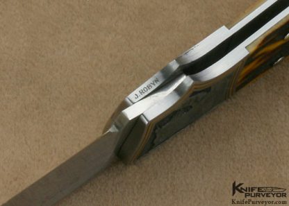 WD Pease Custom Knife Amber Stag Lockback Engraved by Jon Robyn - Image 8