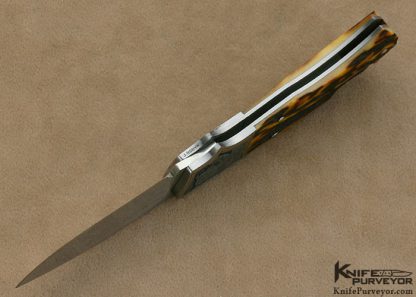 WD Pease Custom Knife Amber Stag Lockback Engraved by Jon Robyn - Image 7