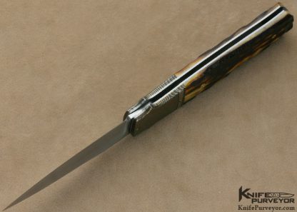 WD Pease Custom Knife Amber Stag & Mosaic Damascus Side Lock - Image 8