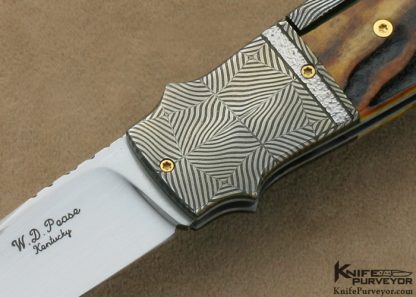WD Pease Custom Knife Amber Stag & Mosaic Damascus Side Lock - Image 2