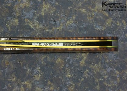 Bill Ankrom Custom Knife Damascus, Curly Koa with 14Kt Gold Escutcheon Linerlock - Image 6