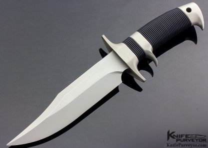 W.W. Cronk Custom Knife Subhilt Bowie with Stacked Ribbed Rubber O-Ring Scales