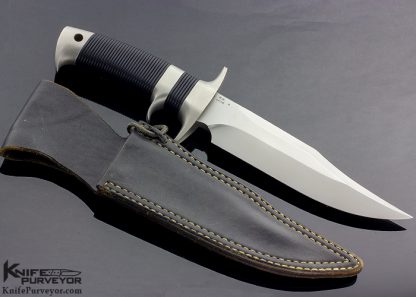 W.W. Cronk Custom Knife Subhilt Bowie with Stacked Ribbed Rubber O-Ring Scales - Image 3