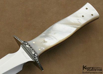 Walter Brend Custom Knives Fred Harrington Engraved Mother of Pearl Presentation Dagger - Image 3