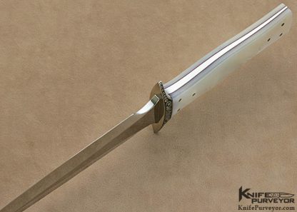 Walter Brend Custom Knives Fred Harrington Engraved Mother of Pearl Presentation Dagger - Image 4