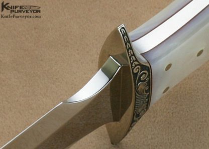 Walter Brend Custom Knives Fred Harrington Engraved Mother of Pearl Presentation Dagger - Image 5