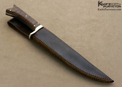 Walter Brend Custom Knives Tiger Maple & Polished Brass Mediterranean Bowie #005 - Image 6