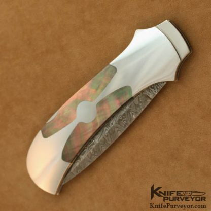 Warren Osborne Custom Knife Blacklip Pearl & Damascus Automatic Lockback - Image 3