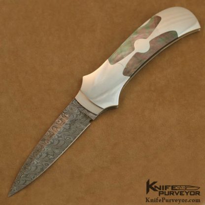 Warren Osborne Custom Knife Blacklip Pearl & Damascus Automatic Lockback