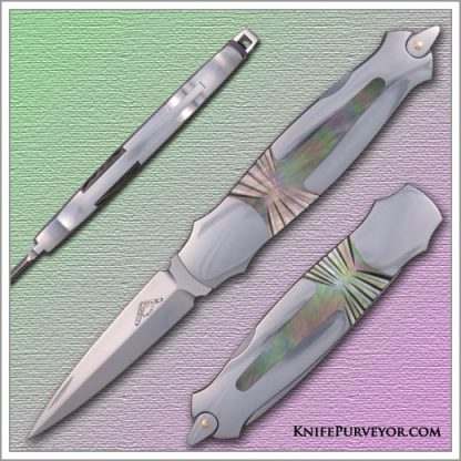 Warren Osborne's Custom Knife: Fluted Blacklip Pearl Lockback Dagger with Stainless Steel Bale