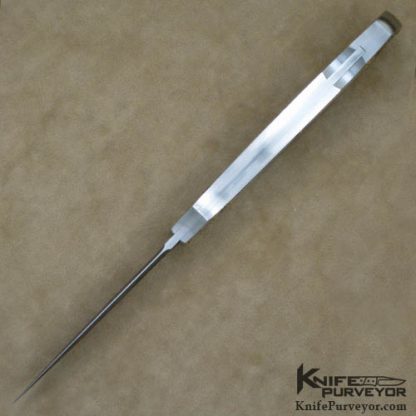 Warren Osborne Custom Knife Mother of Pearl Lockback Dagger Engraved by Julie Warenski - Image 4