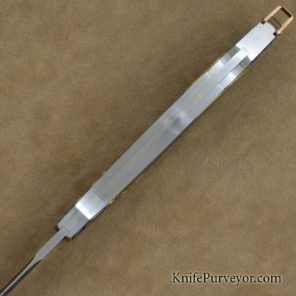 Warren Osborne Custom Knife Blacklip Pearl and Damascus Lockback Engraved by Julie Warenski - Image 4