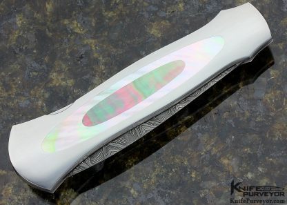 Warren Osborne Custom Knife Gold Lip Pearl and Black Lip Tahitian Pearl Shell and Damascus Dagger - Image 3