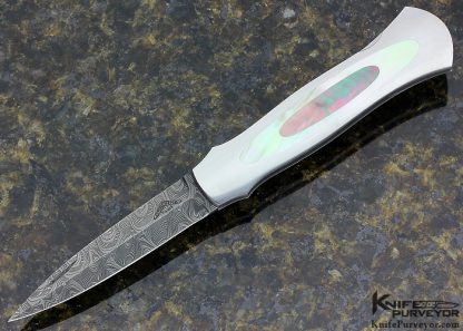 Warren Osborne Custom Knife Gold Lip Pearl and Black Lip Tahitian Pearl Shell and Damascus Dagger