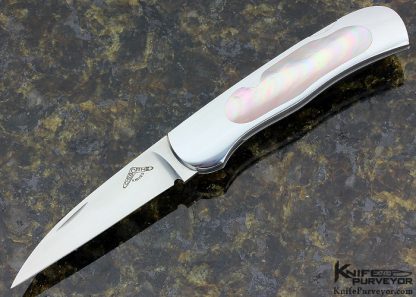 Warren Osborne Custom Knife Rainbow Pearl Shell Lockback