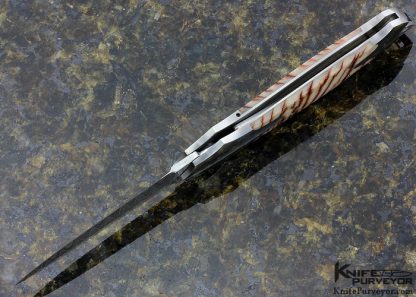 Warren Osborne Custom Knife Damascus & Sheep Horn Scales Automatic Lockback Dagger - Image 4
