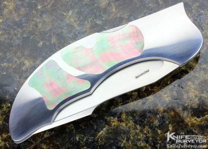 Warren Osborne Custom Knife Black Lip Pearl Interframe Front Lock "Prototype" - Image 3