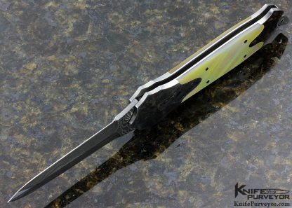Warren Osborne Custom Knife California Open Goldlip and Damascus Inaly Leverlock - Image 5