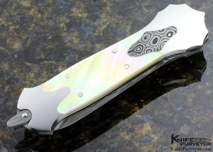 Warren Osborne Custom Knife California Open Goldlip and Damascus Inaly Leverlock - Image 3