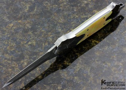 Warren Osborne Custom Knife California Open Goldlip and Damascus Inaly Leverlock - Image 4