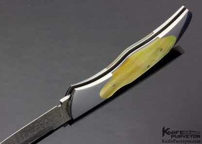 Warren Osborne Custom Knife Persian Gold Lip Pearl Shell & Mike Norris Stainless Damascus Lockback - Image 6