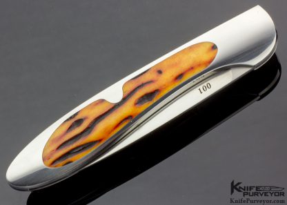Warren Osborne Custom Knife Amber Jigged Bone Interframe Slipjoint - Image 3