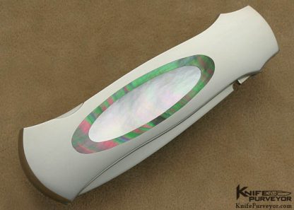 Warren Osborne Custom Knife Mother of Pearl and Black Lip Tahitian Pearl Shell Interframe Lockback Dagger - Image 3