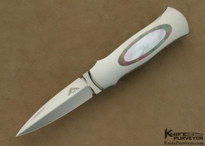 Warren Osborne Custom Knife Mother of Pearl and Black Lip Tahitian Pearl Shell Interframe Lockback Dagger