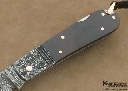 Warren Osborne Custom Knives Stainless Steel Damascus & Antique Tortoise Shell Lockback - Image 4