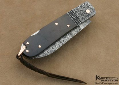 Warren Osborne Custom Knives Stainless Steel Damascus & Antique Tortoise Shell Lockback