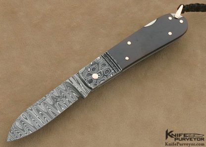 Warren Osborne Custom Knives Stainless Steel Damascus & Antique Tortoise Shell Lockback - Image 2