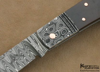 Warren Osborne Custom Knives Stainless Steel Damascus & Antique Tortoise Shell Lockback - Image 3