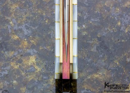 W. D. Pease Custom Knife Linerlock with Segmented Mother of Pearl with Inlayed 24kt Gold Wire (Featured in a Video) - Image 6