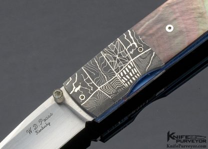 W.D. Pease Custom Knife Robert Eggerling Mosaic Damascus Linerlock with Black Lip Pearl Scales - Image 2