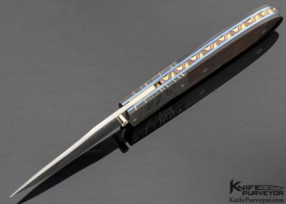 W.D. Pease Custom Knife Robert Eggerling Mosaic Damascus Linerlock with Black Lip Pearl Scales - Image 4