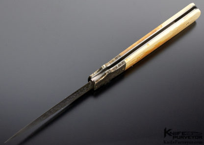 W.D. Pease Custom Knife Fossil Mammoth Bone with Hank Knickmeyer and Robert Eggerling Mosaic Damascus Side Lock - Image 7